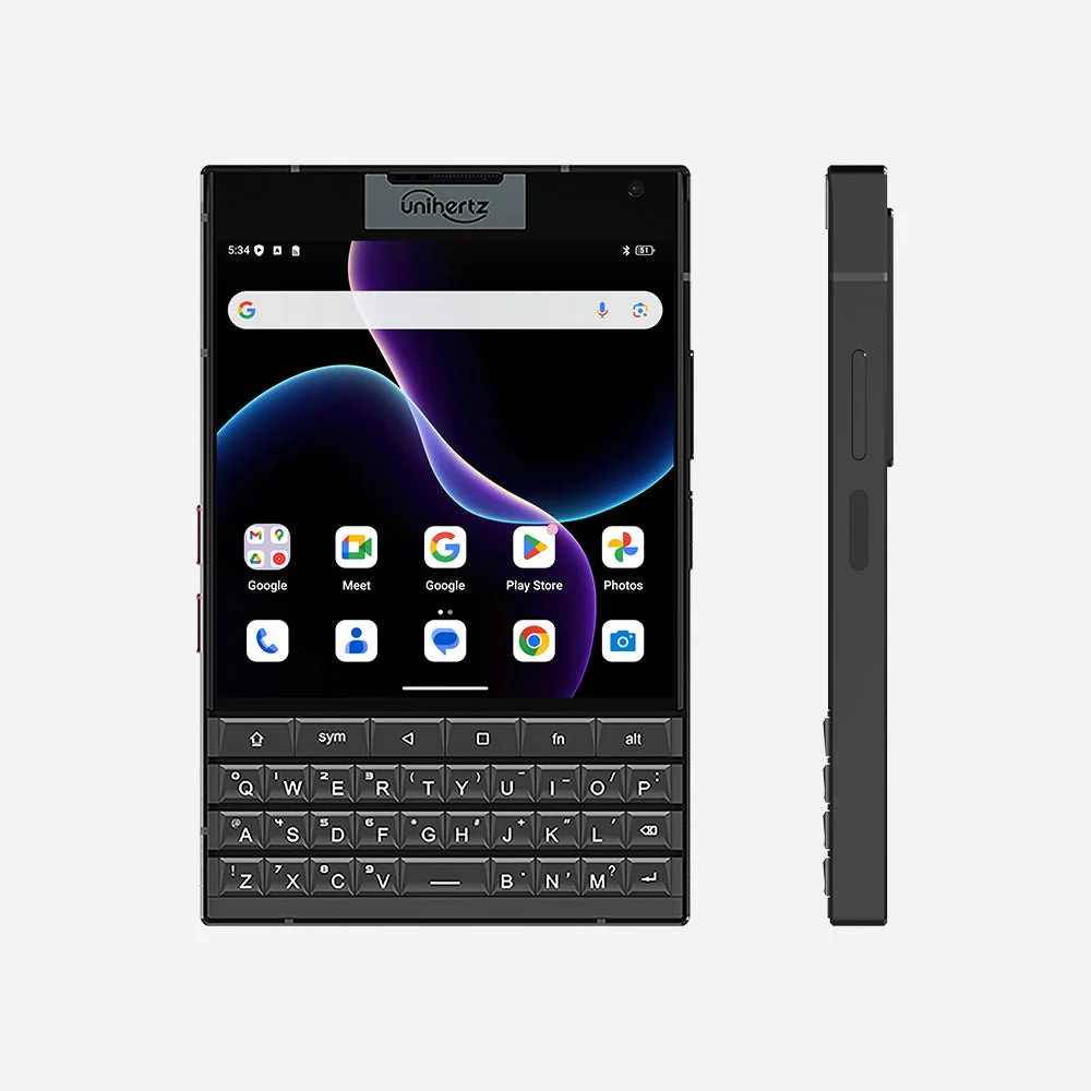 Mobiltelefon Unihertz Titan 2, Fekete, 5G, 4.5" IPS, 2" hátlapi másodlagos kijelző, 12GB RAM, 512GB ROM, 50MP, Android 15, Dimensity 7300, QWERTY billentyűzet, FM, OTG, 5050mAh, 33W, Dual SIM [1]