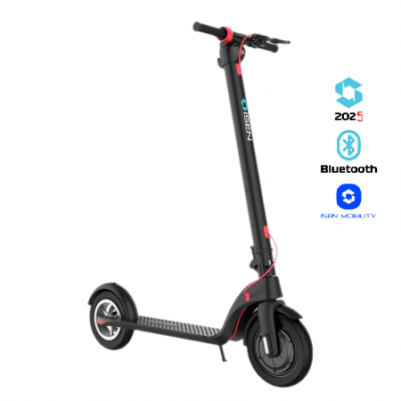 Robogó - Összecsukható Elektromos Roller iSEN X7 Pro 2025 Fekete, Alkalmazás, BT, 10", 350W Motor, Max. Hatótávolság 25km, akár 25km/h sebességgel, Leválasztható Akkumulátor