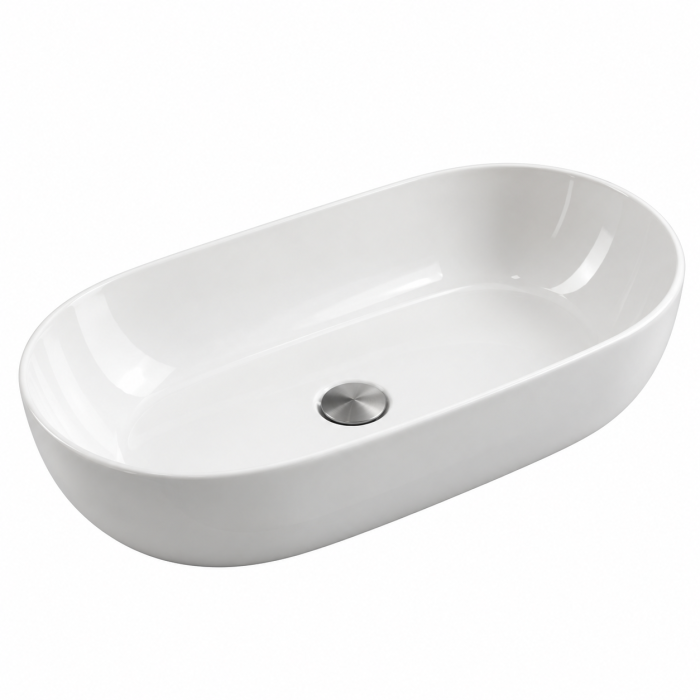 Lavoar pe blat Duxu Onix ceramica alba oval [3]