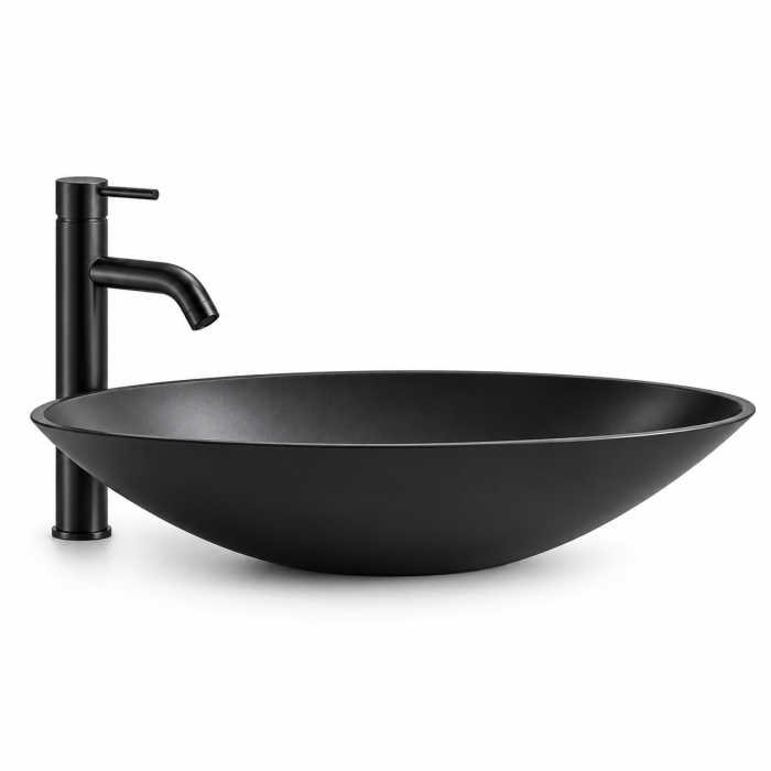 Lavoar de blat oval Duxu Bianco negru din compozit [3]