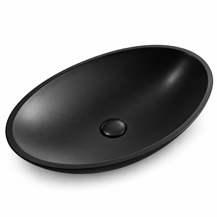 Lavoar de blat oval Duxu Bianco negru din compozit [4]