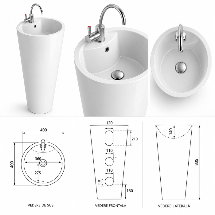 Lavoar freestanding DUXU Stand alb lucios de sine statator [3]
