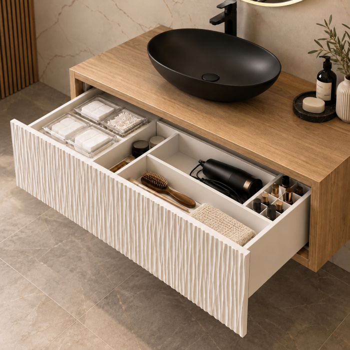 Mobilier suport lavoar suspendat riflaj alb Duxu Dune [3]