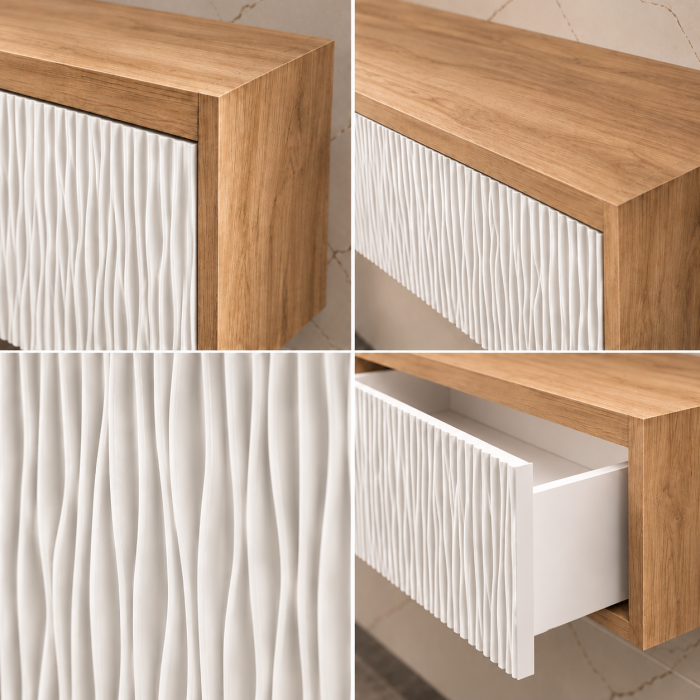 Mobilier suport lavoar suspendat riflaj alb Duxu Dune [2]
