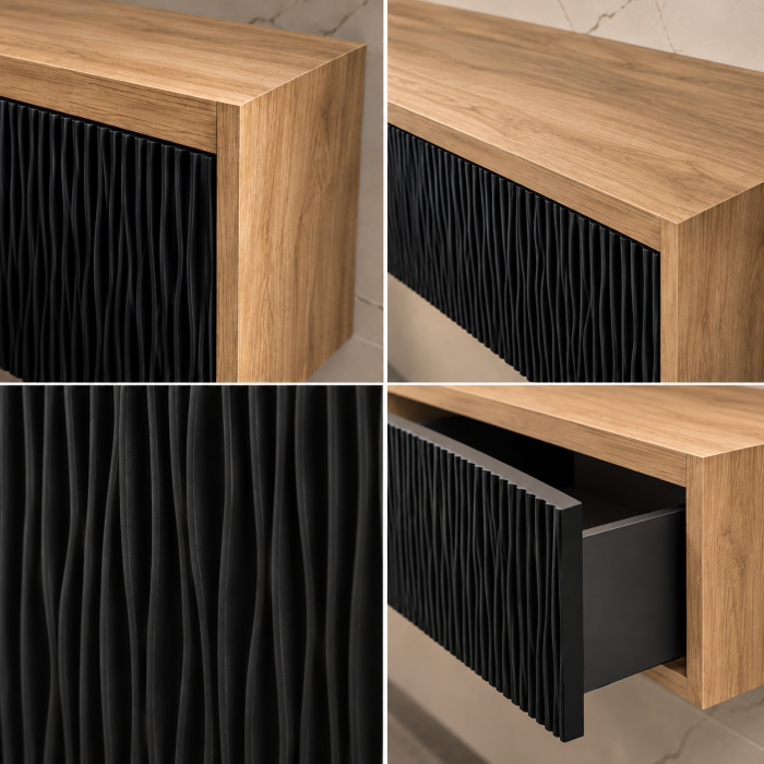Mobilier suport lavoar suspendat riflaj negru Duxu Dune [2]