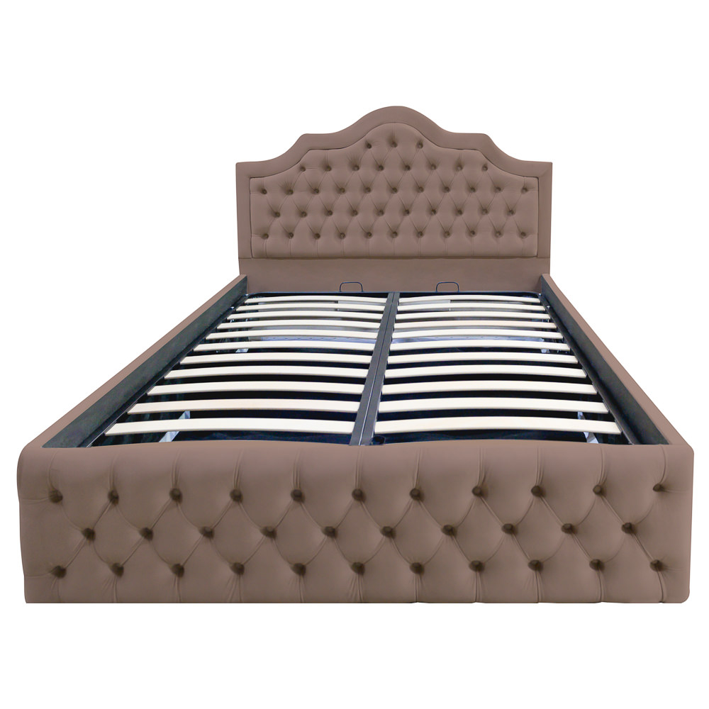 Pat dublu tapitat Seraphine Deluxe cu nasturi tapițați, somiera rabatabila si spatiu de depozitare [4]