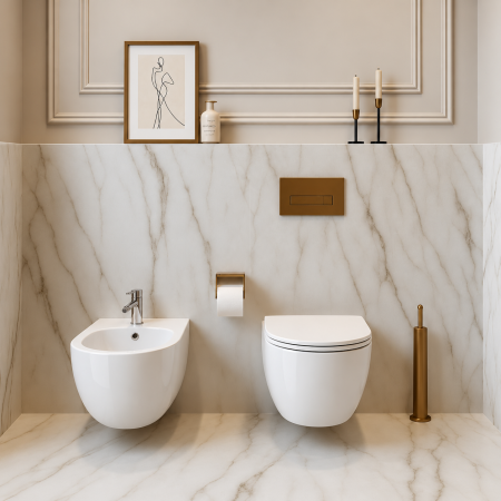 Vase WC si Bideuri - Bideu suspendat DUXU Vortex – Alb, design rotunjit