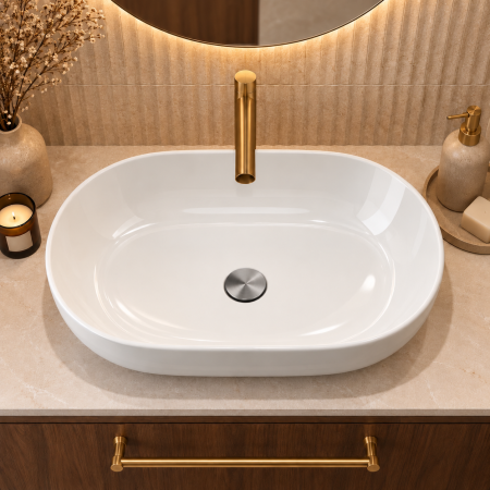 Lavoare - Lavoar pe blat Duxu Onix ceramica alba oval