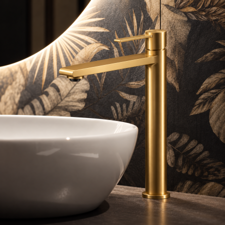 Baterii si accesorii sanitare - Baterie inalta pentru lavoar Duxu Kari brushed gold