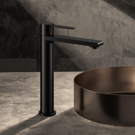 Baterii si accesorii sanitare - Baterie inalta pentru lavoar Duxu Kari negru mat
