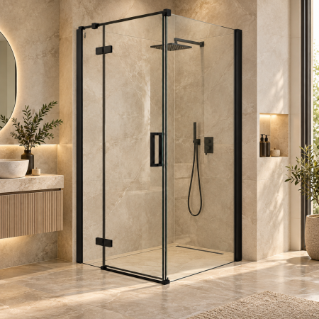 Paravane si Cabine de dus - Cabina de dus pe colt Duxu Star negru mat orientare stanga
