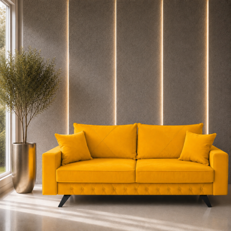 Canapele - Canapea extensibila Alisson, din catifea cu lada de depozitare, 230x105x80 cm