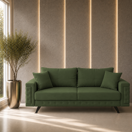 Canapele - Canapea extensibila Omega, din stofa cu lada de depozitare, 230x105x80 cm