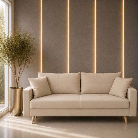 Canapele - Canapea extensibila Sofia, din catifea cu lada de depozitare, 220x90x80 cm