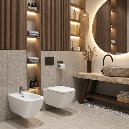 Vase WC si Bideuri - Bideu suspendat DUXU Soft – Design oval, alb