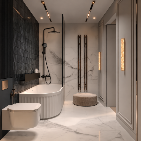 Baterii si accesorii sanitare - Coloana de dus termostatica DUXU Kari negru mat cu pipa cada