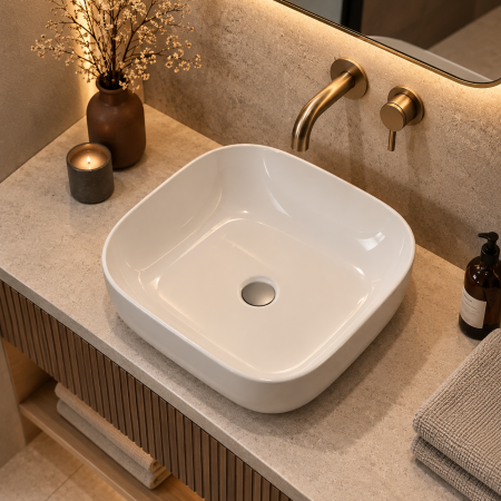 Lavoare - Lavoar ceramic pe blat Duxu Den Alb 51x41 cm lucios