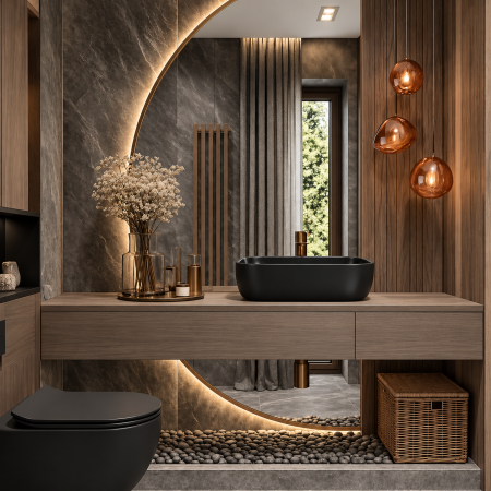 Lavoar ceramic pe blat Duxu Den Negru 51x41 cm [1]