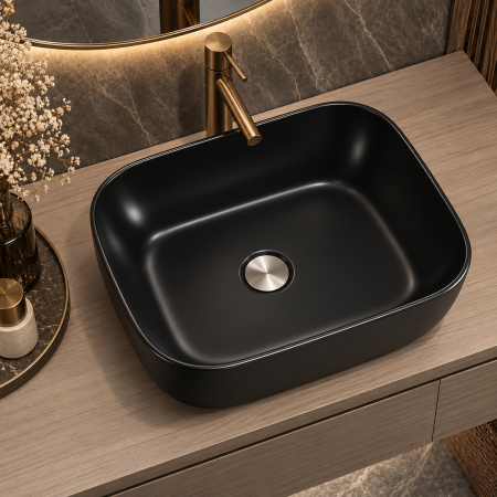 Lavoare - Lavoar ceramic pe blat Duxu Den Negru 51x41 cm