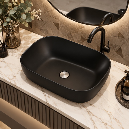 Lavoare - Lavoar ceramic pe blat Duxu Freddo Negru 46x33 cm