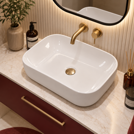 Lavoare - Lavoar ceramic pe blat Duxu Freddo Alb 46x33 cm lucios