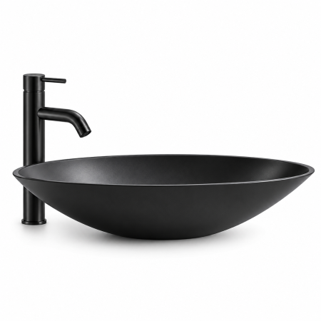 Lavoar de blat oval Duxu Bianco negru din compozit [2]