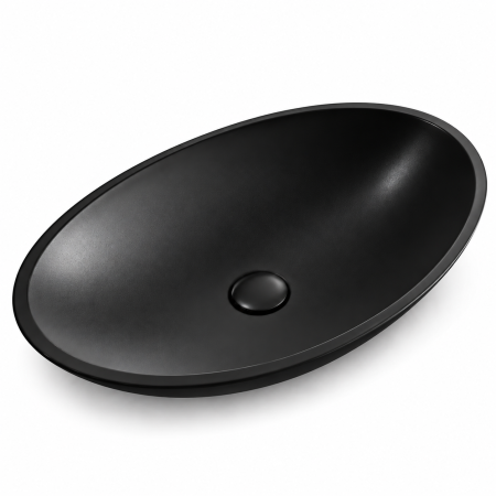 Lavoar de blat oval Duxu Bianco negru din compozit [3]