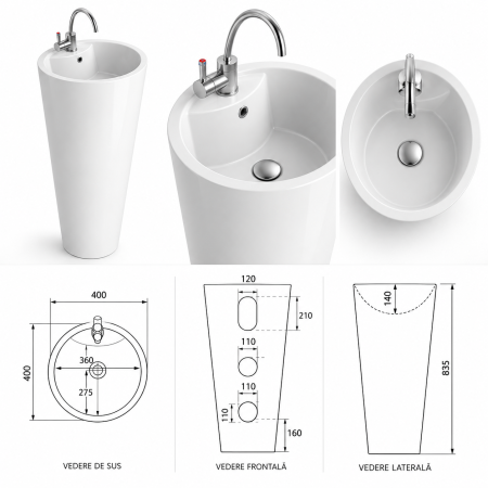 Lavoar freestanding DUXU Stand alb lucios de sine statator [2]