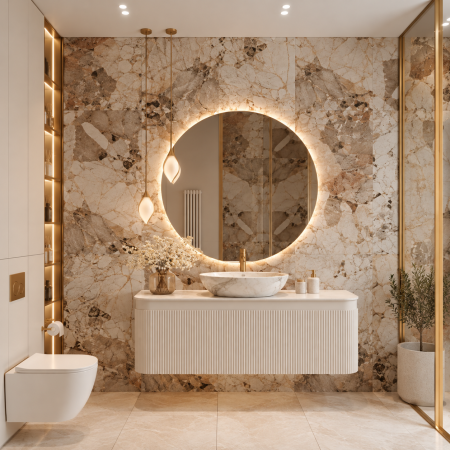 Mobilier baie - Mobilier de baie suspendat alb riflat Duxu Iconic