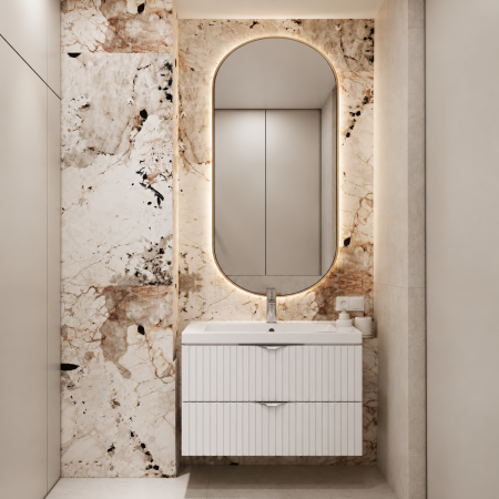 Mobilier baie - Mobilier de baie suspendat DUXU MIRA finisaj Alb cu lavoar ceramic