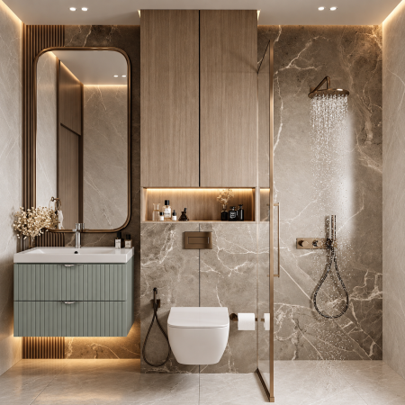 Mobilier baie - Mobilier de baie suspendat DUXU MIRA finisaj Fiord cu lavoar ceramic