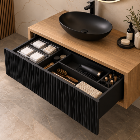 Mobilier suport lavoar suspendat riflaj negru Duxu Dune [2]