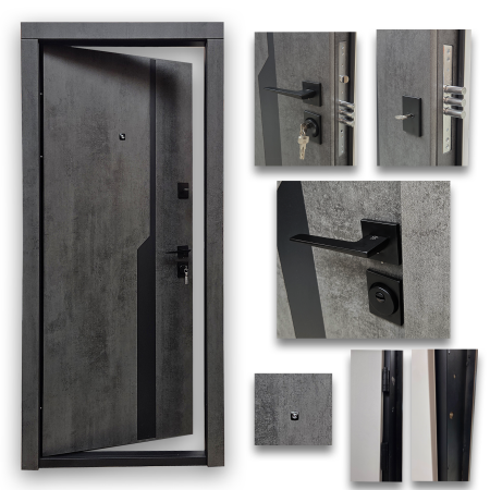 Ușă premium DUXU EDGE- Beton inchis / Alb Granular [1]