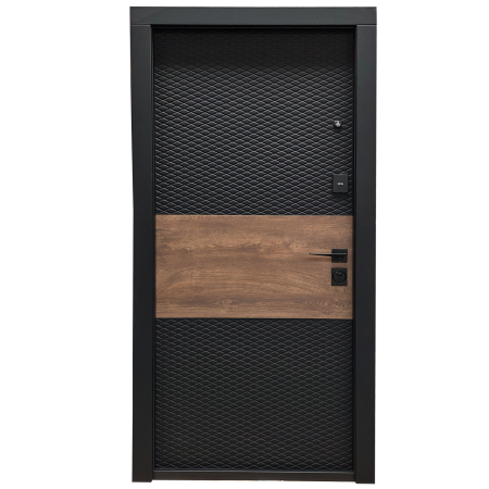 Usi de exterior - Ușă premium DUXU ETNA - Negru Catifelat , Stejar Cognac / Alb Granular