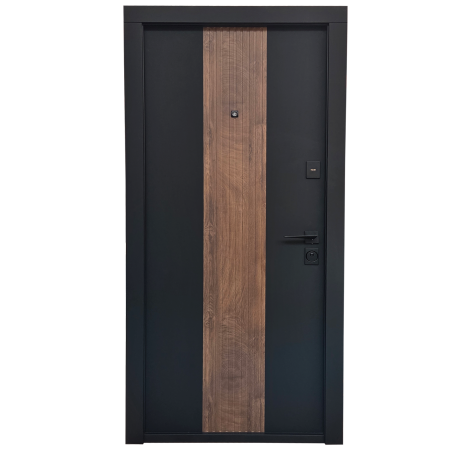Usi de exterior - Ușă premium DUXU NOVA - Negru Catifelat , Stejar Cognac / Alb Granular
