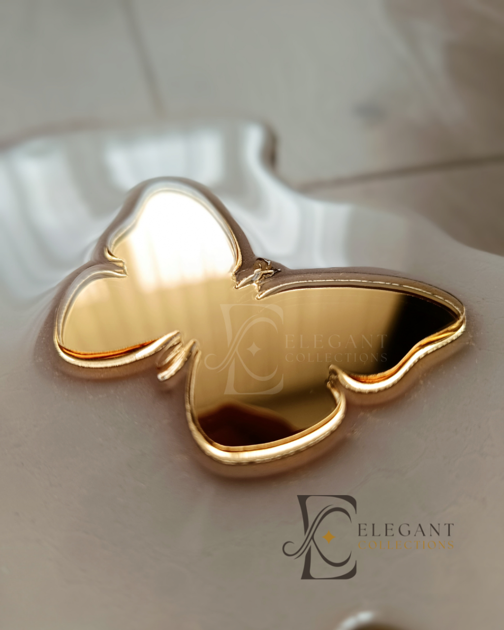 Ceas de perete handmade din rășină – Bijoux Bej Diamond Auriu, unicat [8]