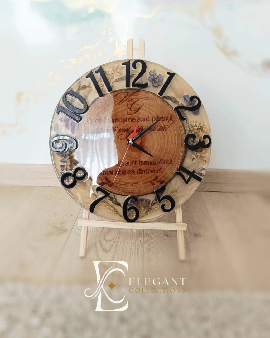 Kairos – Ceas de perete din lemn masiv și rășină epoxidică handmade personalizat [4]