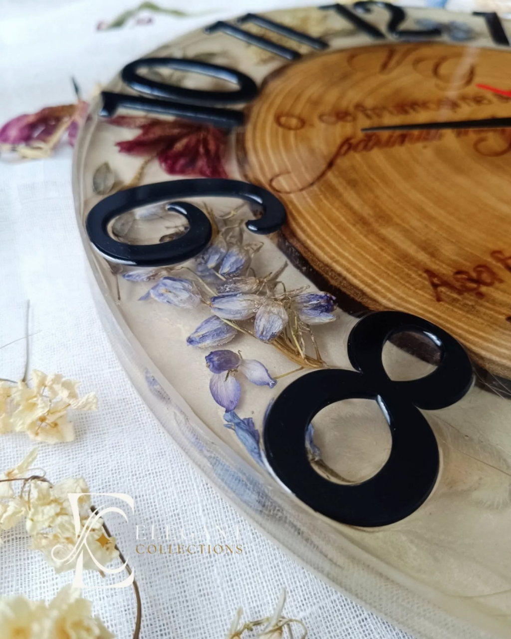 Kairos – Ceas de perete din lemn masiv și rășină epoxidică handmade personalizat [2]