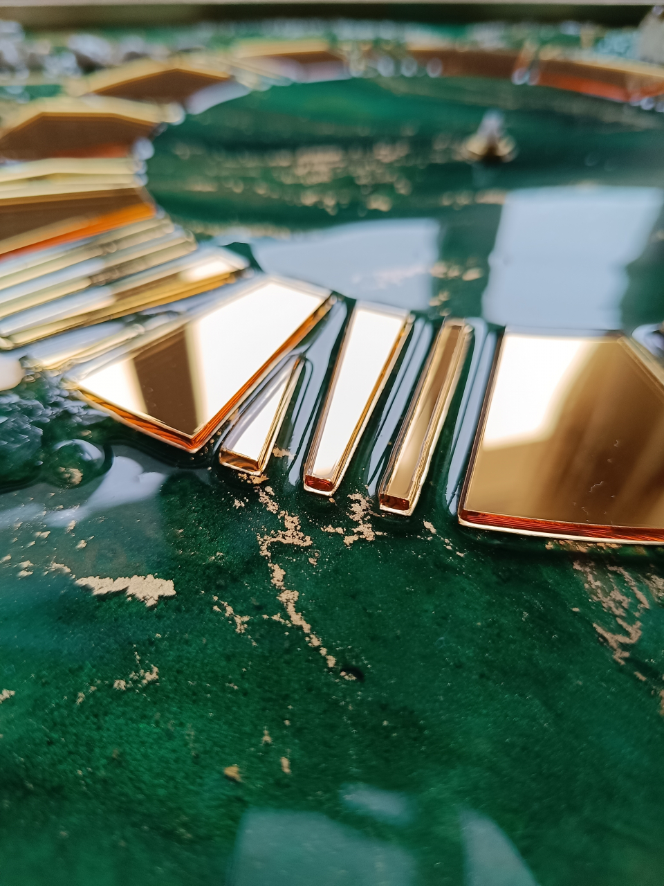 Ceas de perete handmade rasina epoxidica – Marbled Canvas Verde Smarald Nature, unicat 30x40 / 50x70 cm [13]