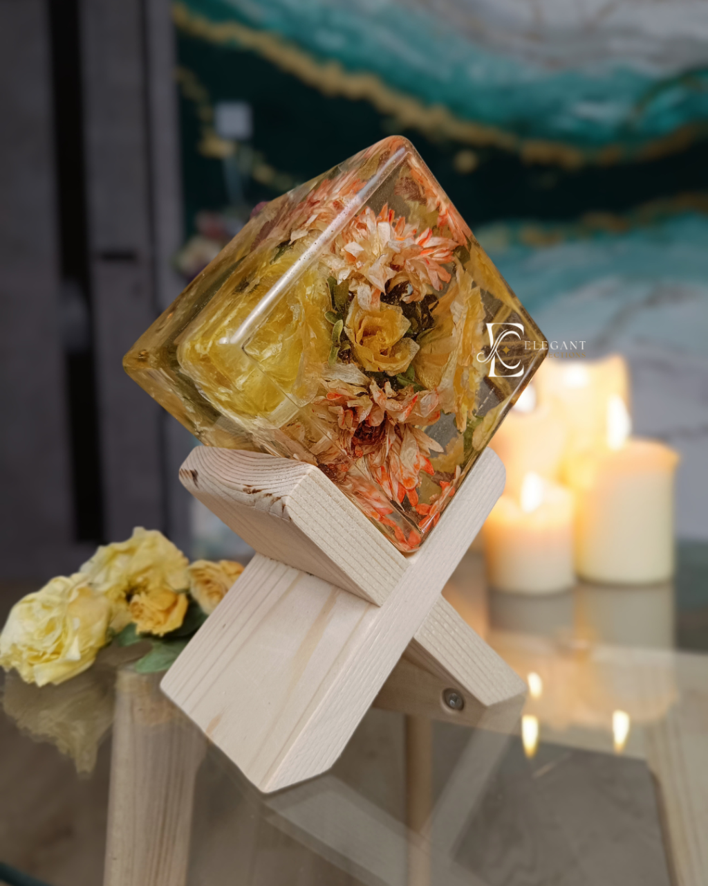 Keepsake CUBIX buchet mireasa flori incapsulate in rasina [3]