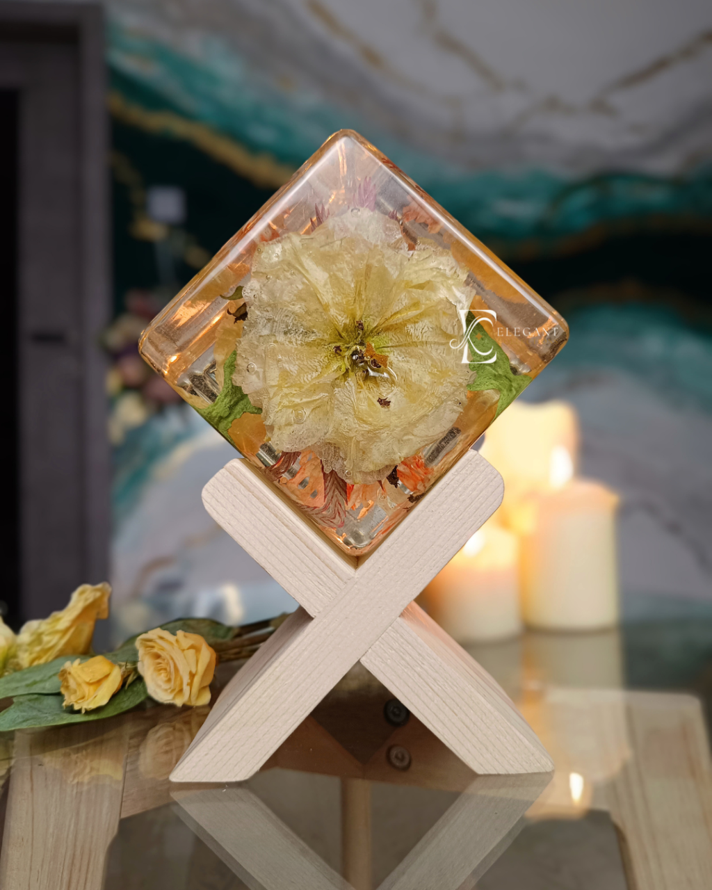 Keepsake CUBIX buchet mireasa flori incapsulate in rasina [2]