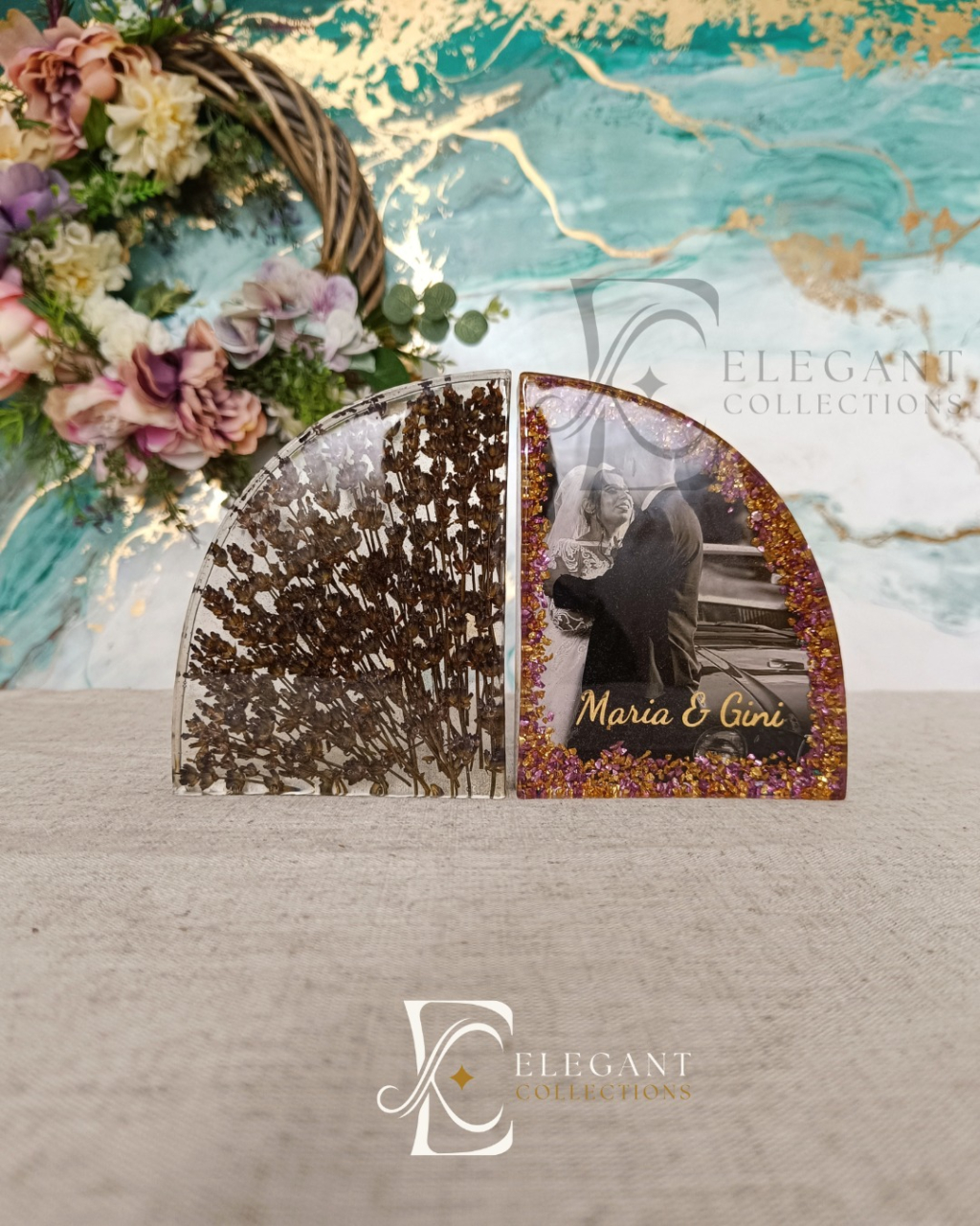 Twins Keepsake flori incapsulate in rasina cadou personalizat unicat [4]