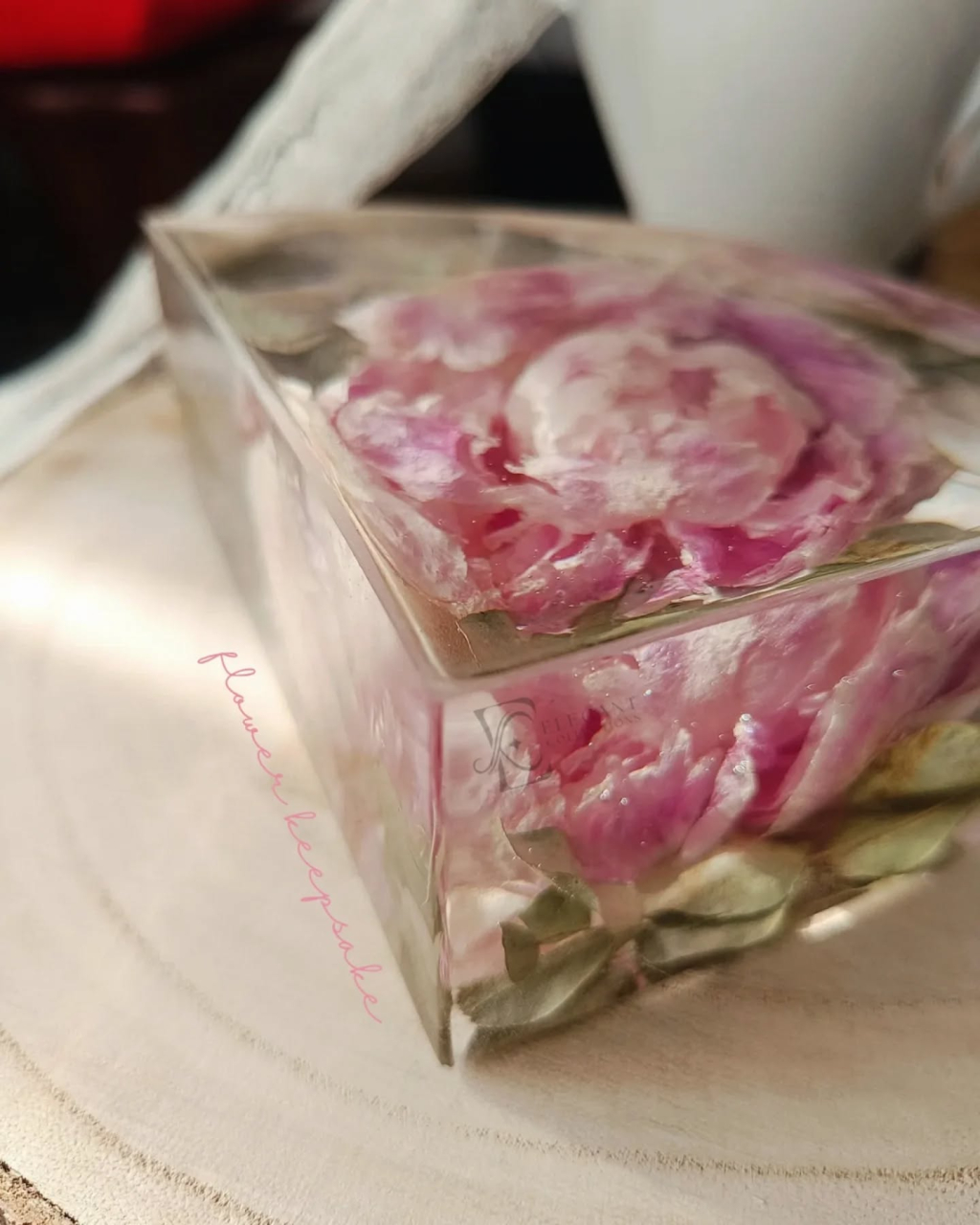 Twins Keepsake flori incapsulate in rasina cadou personalizat unicat [2]