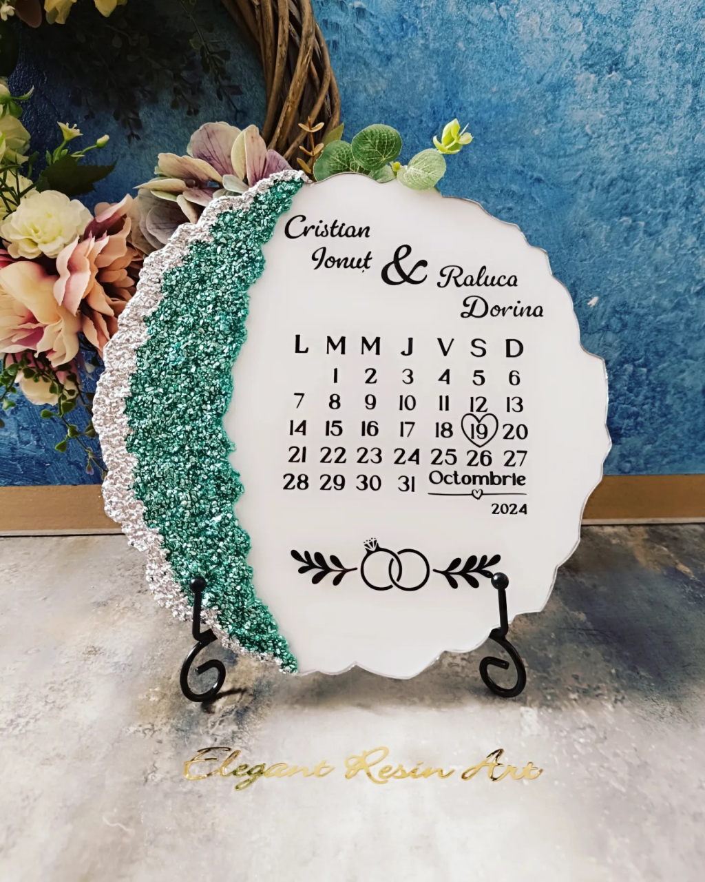 Save the Date – Obiect decorativ din rășină epoxidică handmade personalizat [11]