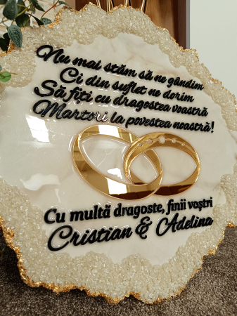 Tablou decorativ handmade din rășină – Bijoux Alb Perlat Diamond, unicat [1]