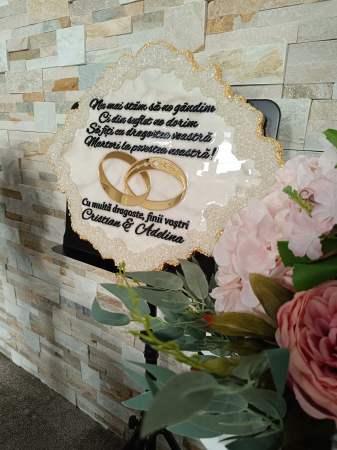 Tablou decorativ handmade din rășină – Bijoux Alb Perlat Diamond, unicat [2]