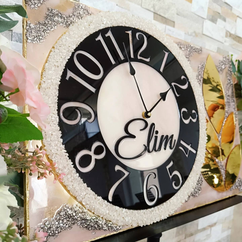 Tempo – Ceas dreptunghiular din rășină epoxidică handmade cu efect 3D și led [1]