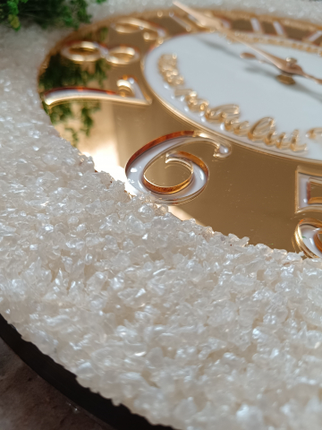 Ceas de perete handmade din rășină – Geode Monocrom Alb Diamond, unicat 40–90 cm [10]