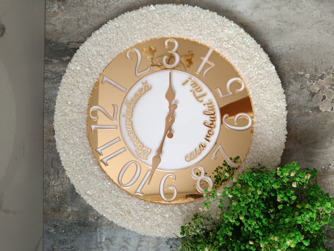 Ceas de perete handmade din rășină – Geode Monocrom Alb Diamond, unicat 40–90 cm [4]