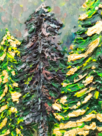 Ceas de perete handmade rasina epoxidica – Triptic Marbled Canvas Forestier, unicat 3 piese 30x40 cm [7]